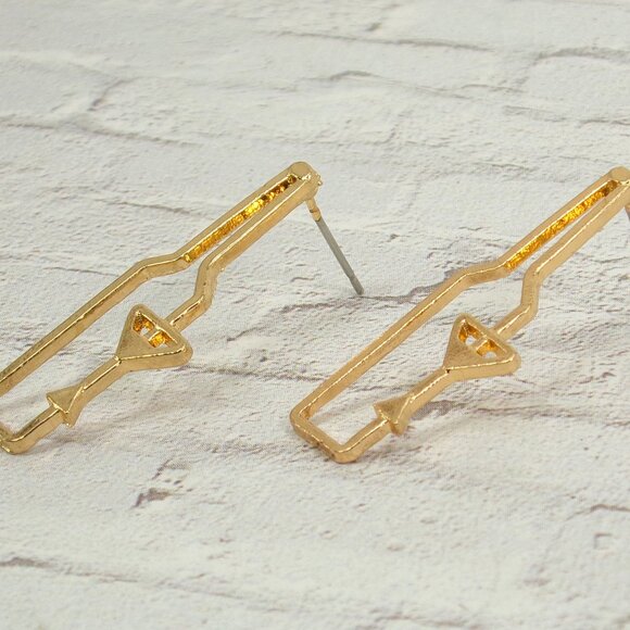 Wine bottle and glass fashion earrings designed in a gold plated finish. - Picture 2 of 6